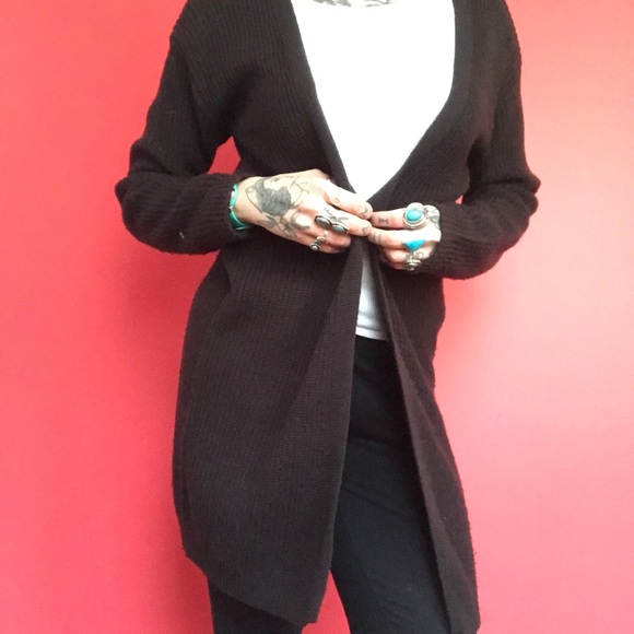 M xhilaration black cardigan with lace up back - Picture 2 of 7